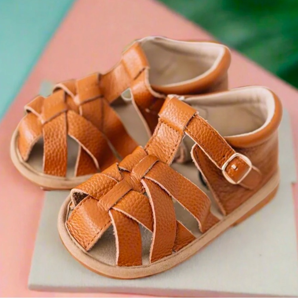 Little Love Bug Brown Leather Sandals Toddler 7